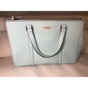 Kate Spade New York Loden Newbury Lane Satchel Hand Bag Light Blue Saffriano